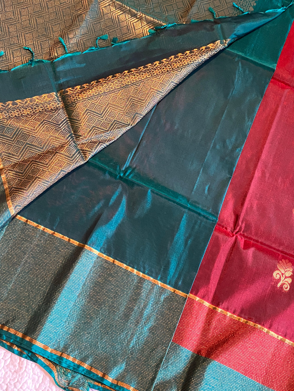 Pure Mix Soft Silk Saree | Rich Maroon with Contrast Zari Border