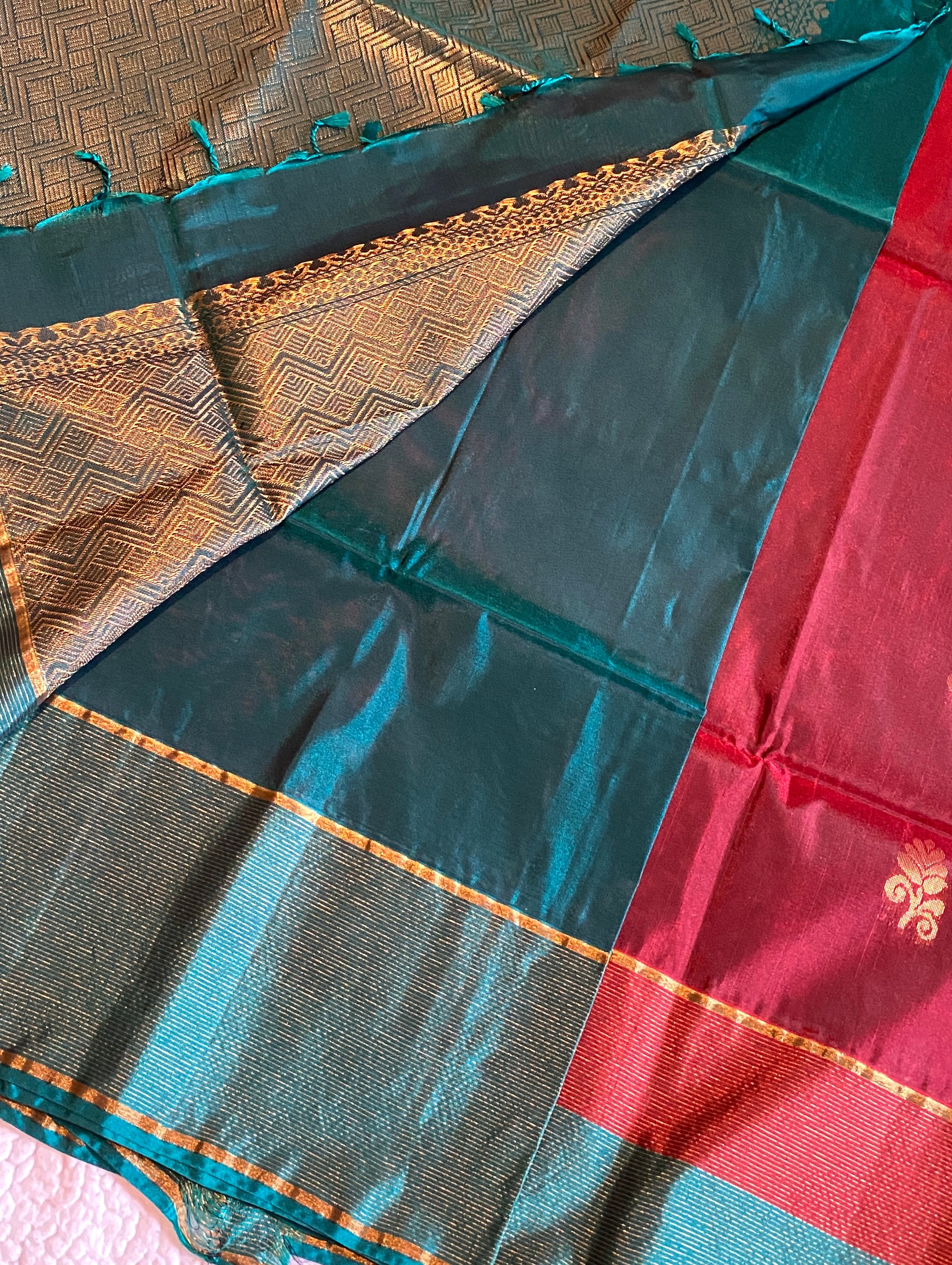 Pure Mix Soft Silk Saree | Rich Maroon with Contrast Zari Border