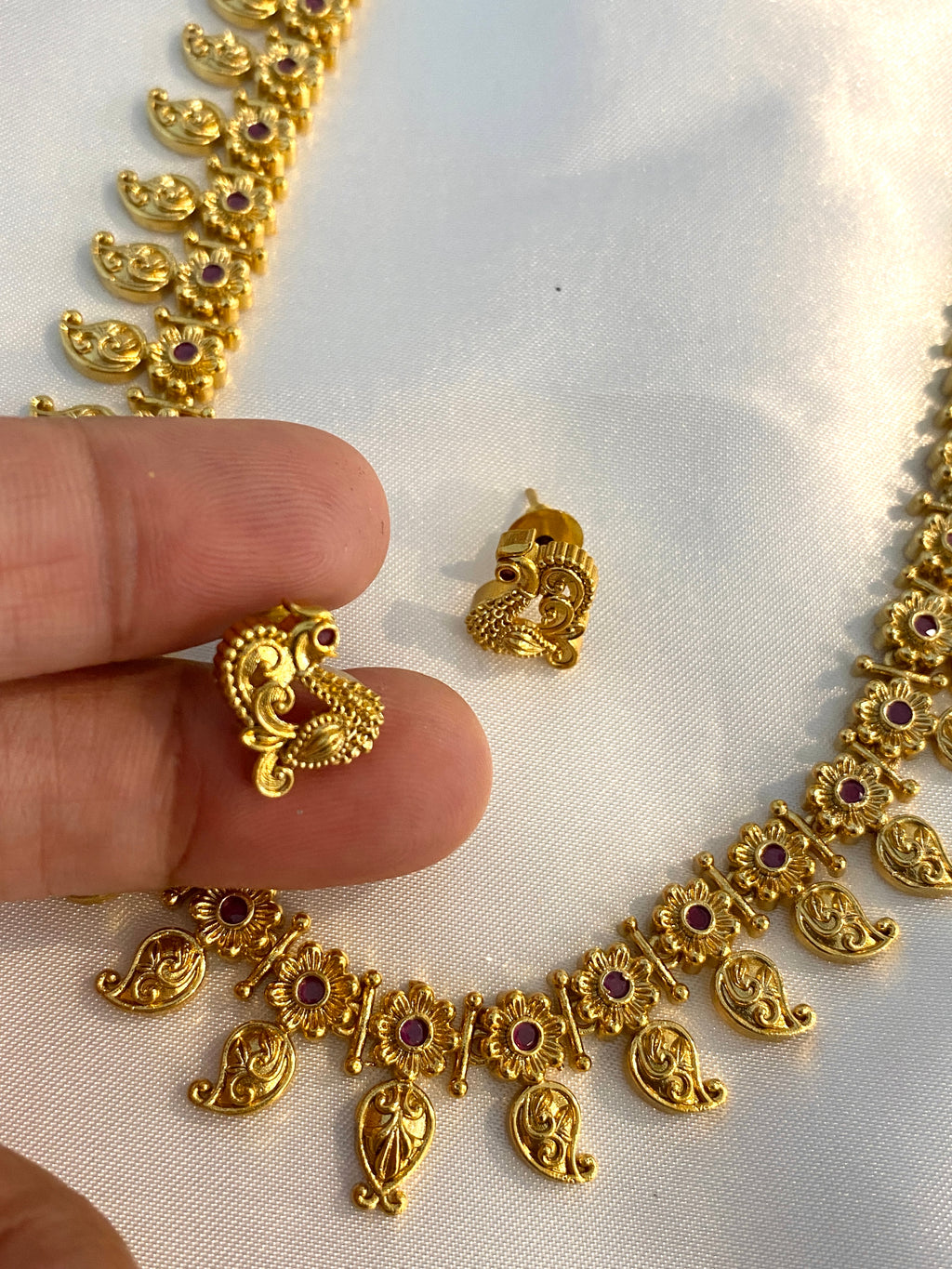 Pink Stone Mango Design Haram Set