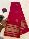 Rani Pink Premium Semi-Kanchipuram Silk Saree with Gold Zari Border & Traditional Pallu