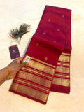 Pure Kanchipuram Silk Saree – Deep Maroon with Gold Zari | Silkmark® Certified