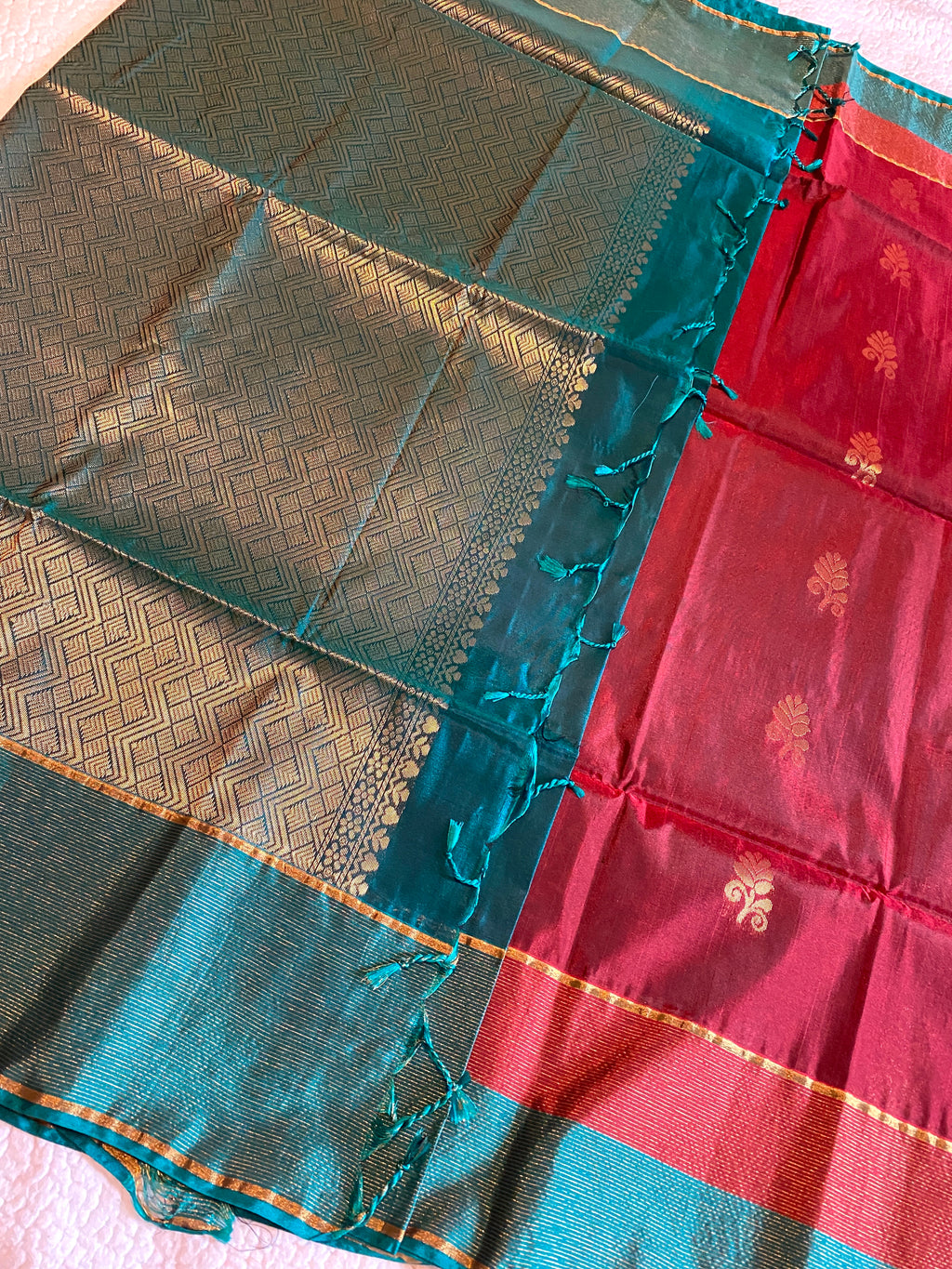 Pure Mix Soft Silk Saree | Rich Maroon with Contrast Zari Border