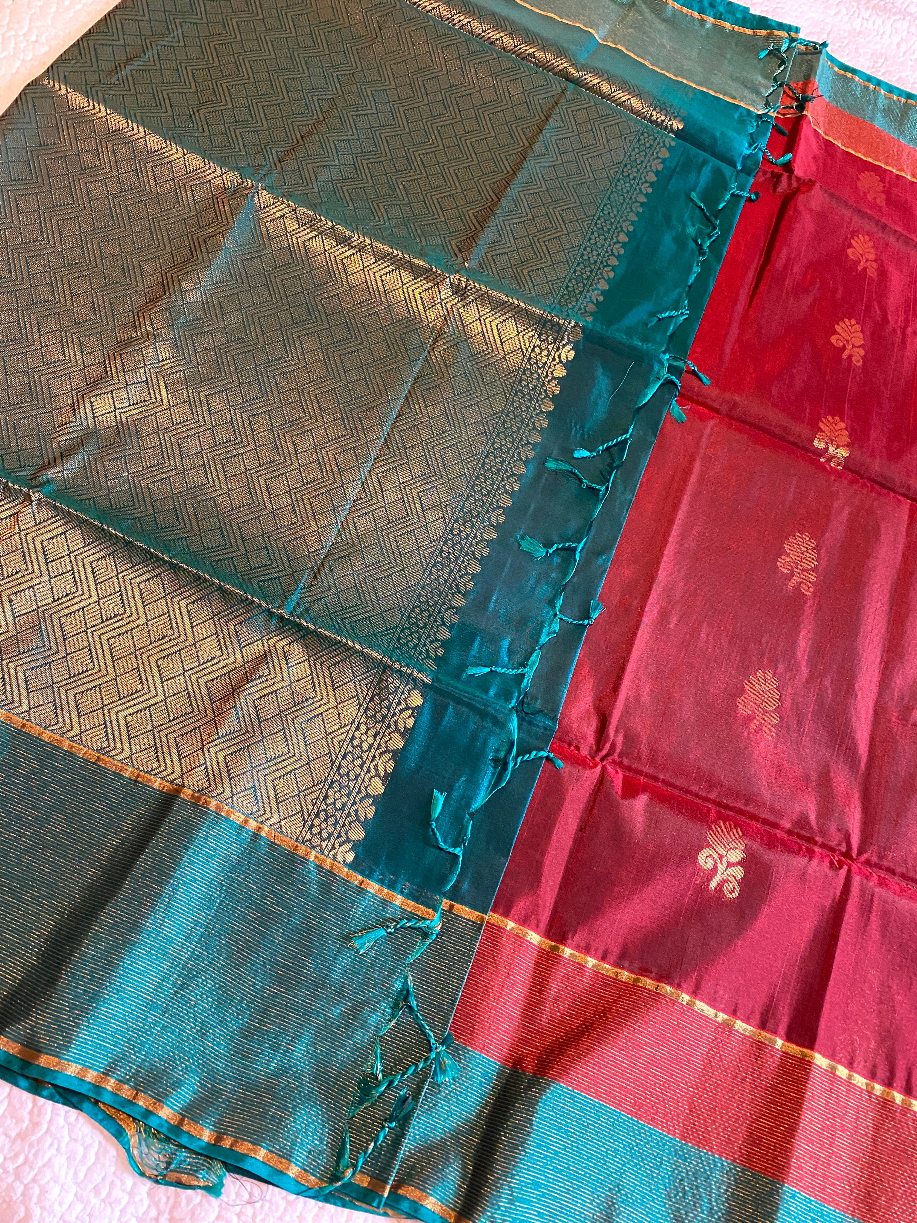 Pure Mix Soft Silk Saree | Rich Maroon with Contrast Zari Border