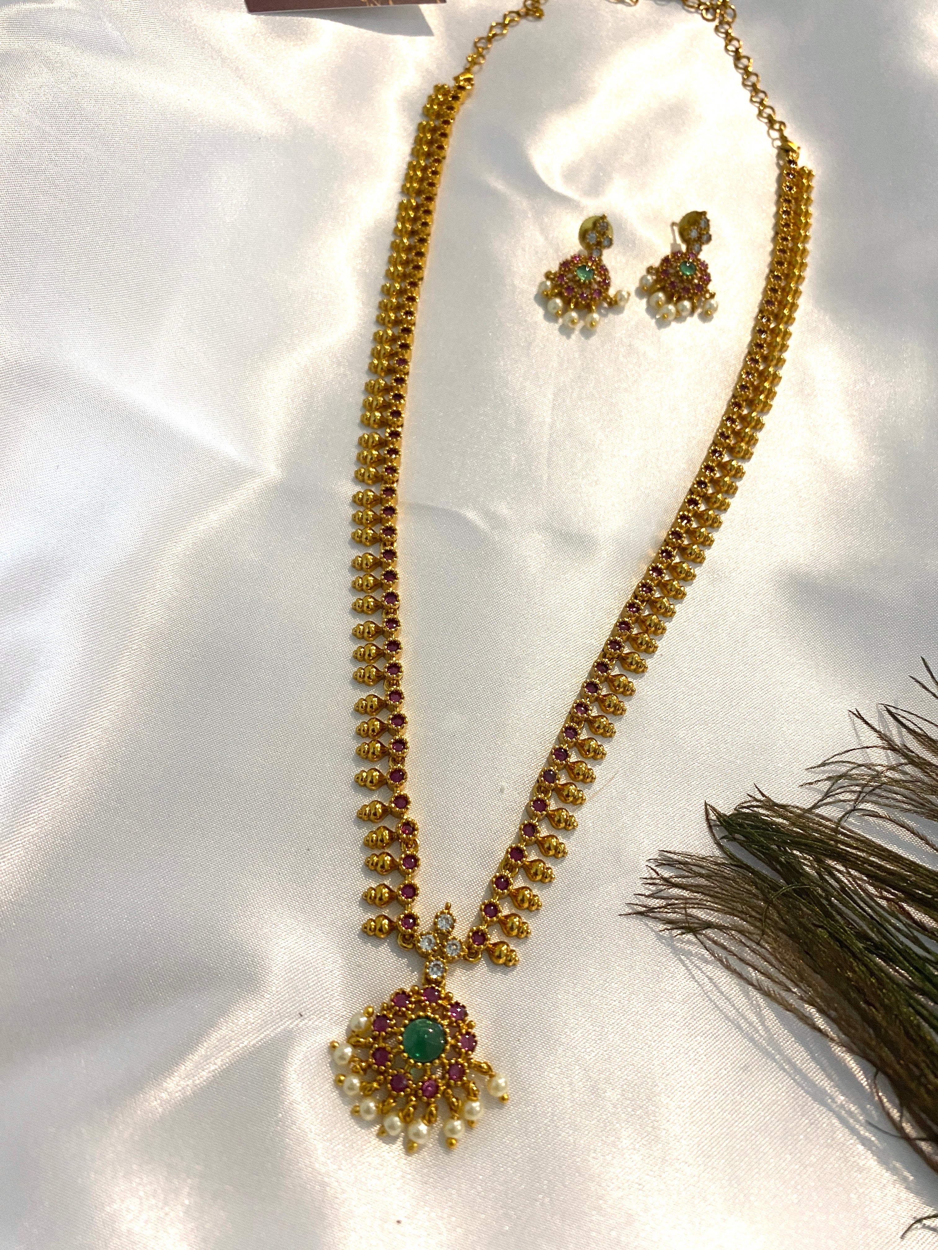Kemp Style Long Haram Set | South Indian Temple Jewelry