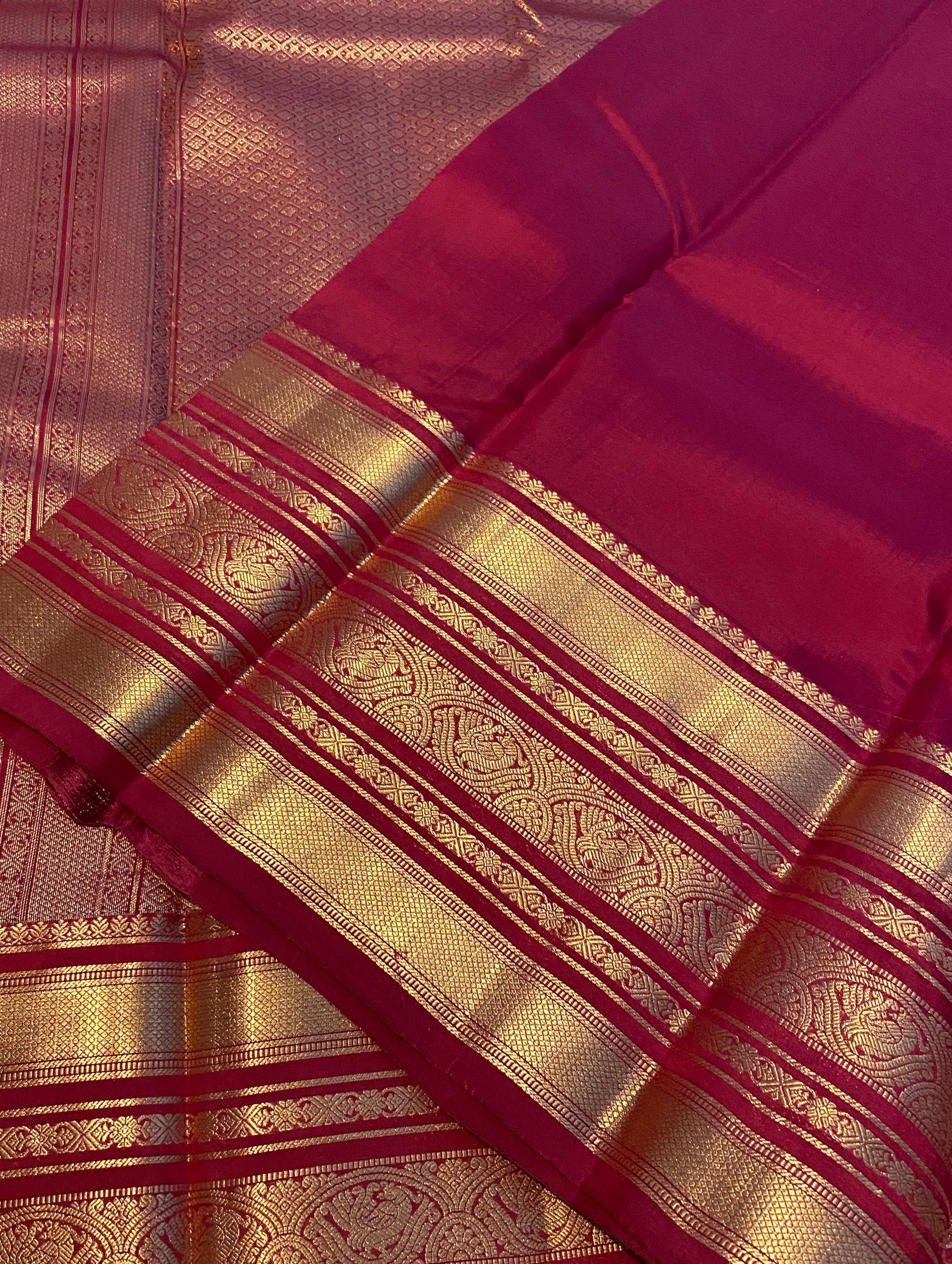 Pure Kanchipuram Silk Saree – Deep Maroon with Gold Zari | Silkmark® Certified