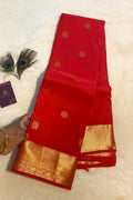 Red Semi-Kanchipuram Silk Saree with Gold Zari Border