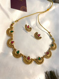 Matte Moon Design Necklace Set | Multi-Stone Traditional Jewelry