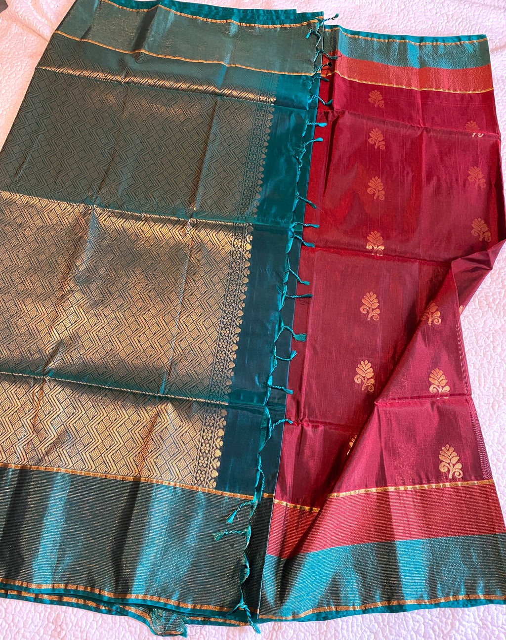 Pure Mix Soft Silk Saree | Rich Maroon with Contrast Zari Border