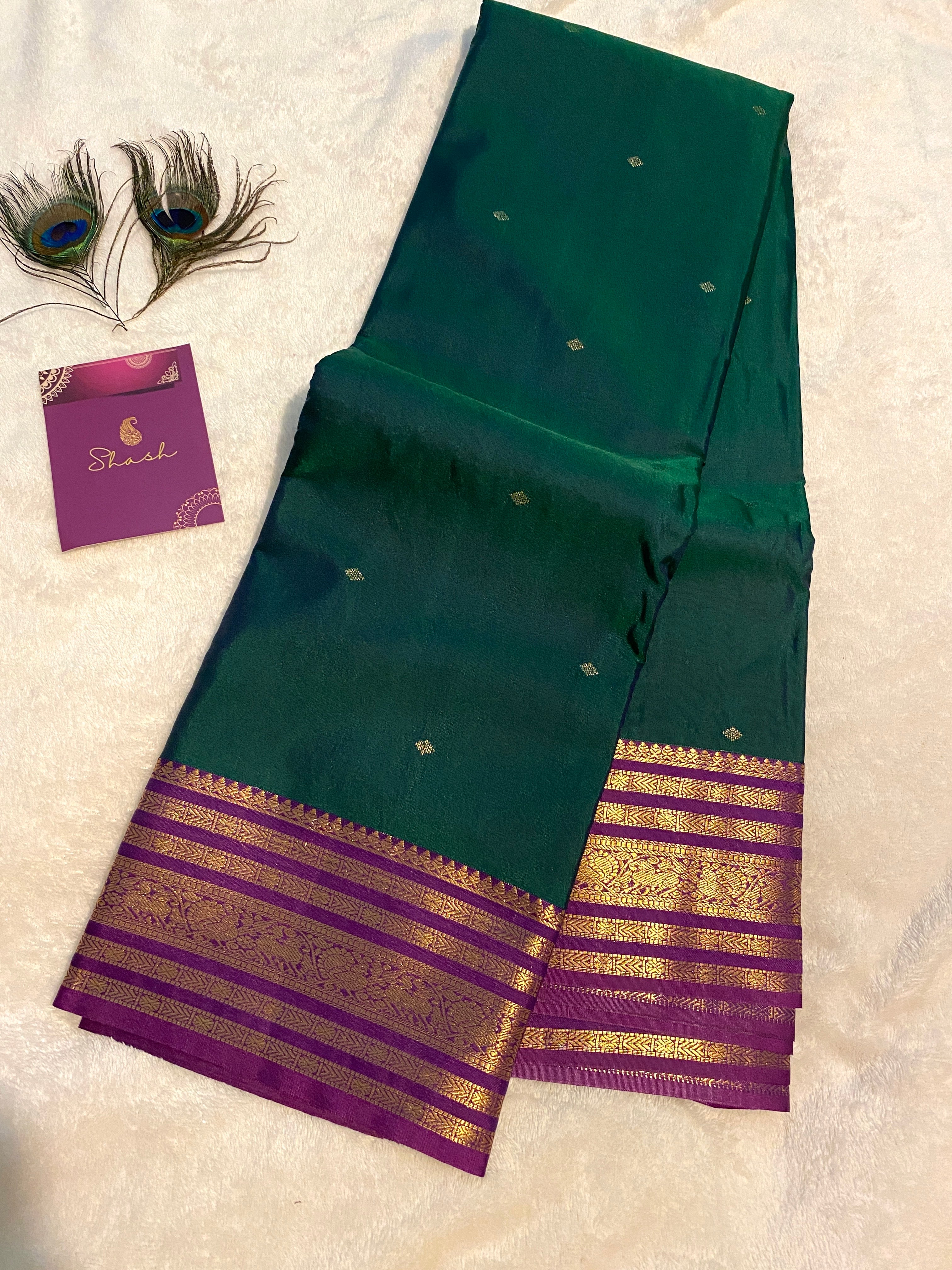 Regal Green & Royal Purple Semi-Kanchipuram Silk Saree