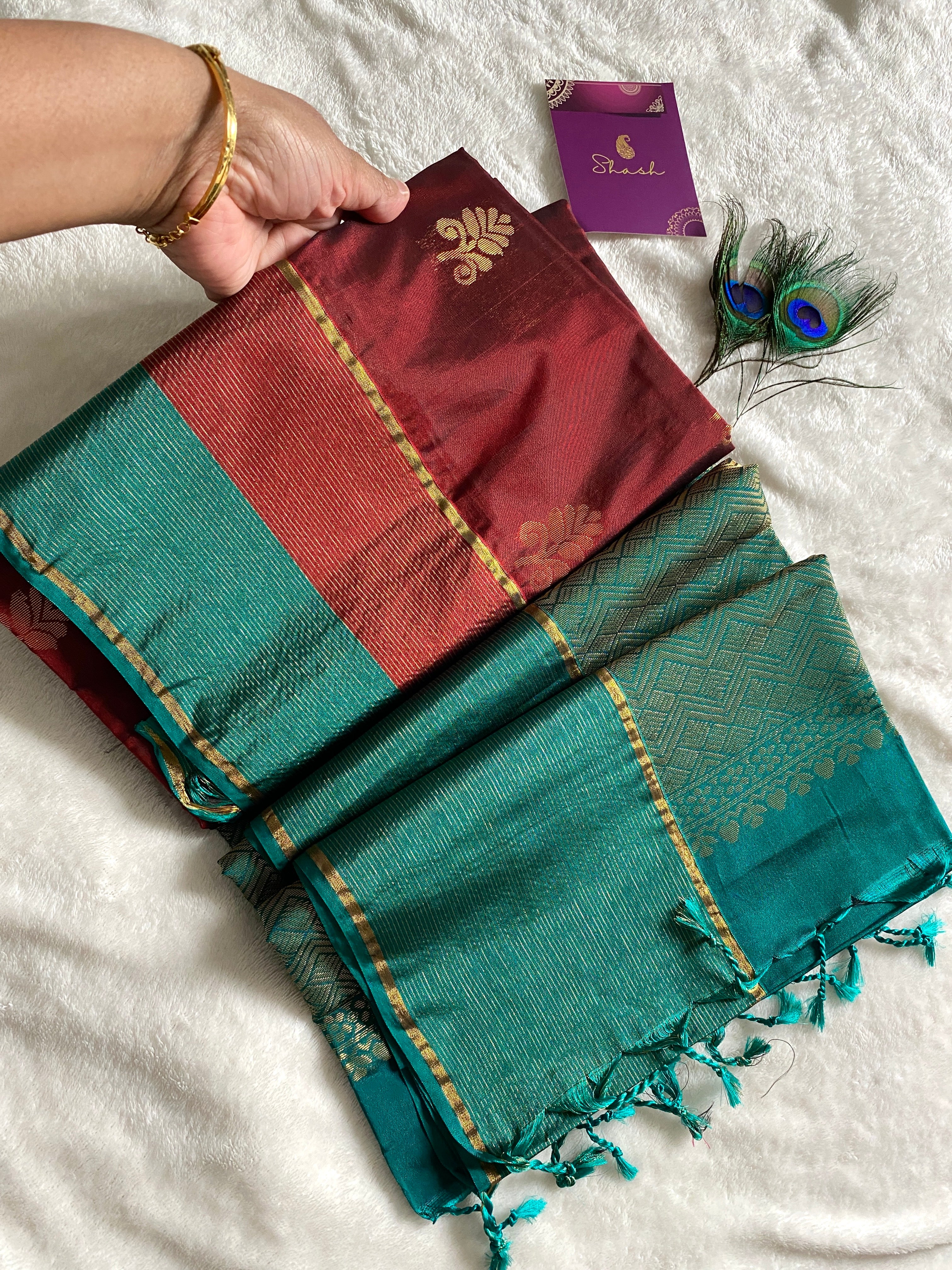 Pure Mix Soft Silk Saree | Rich Maroon with Contrast Zari Border