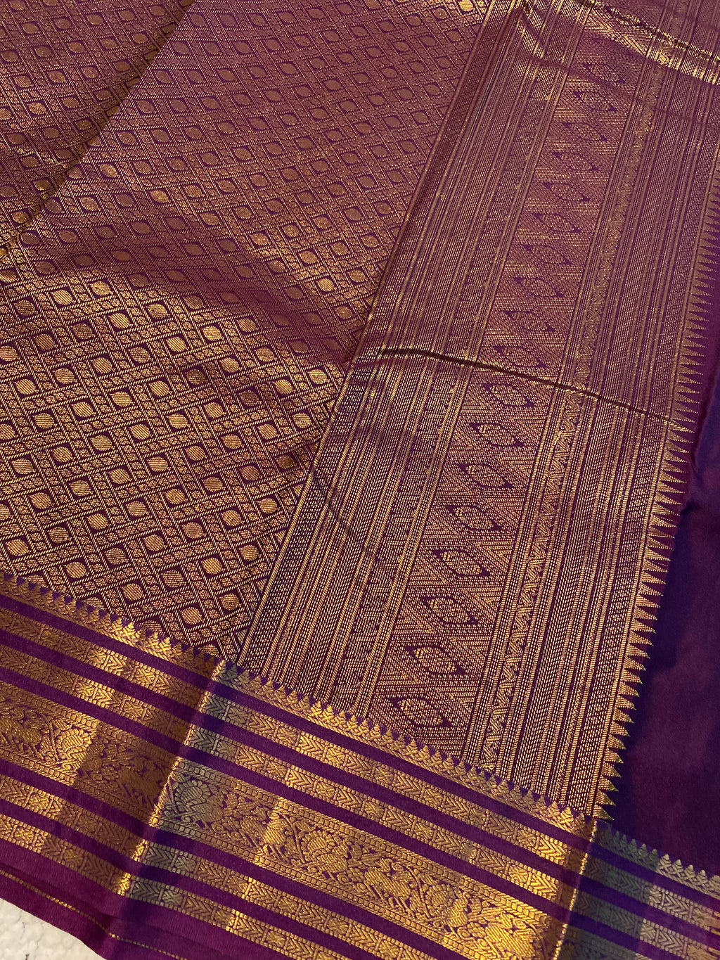 Regal Green & Royal Purple Semi-Kanchipuram Silk Saree