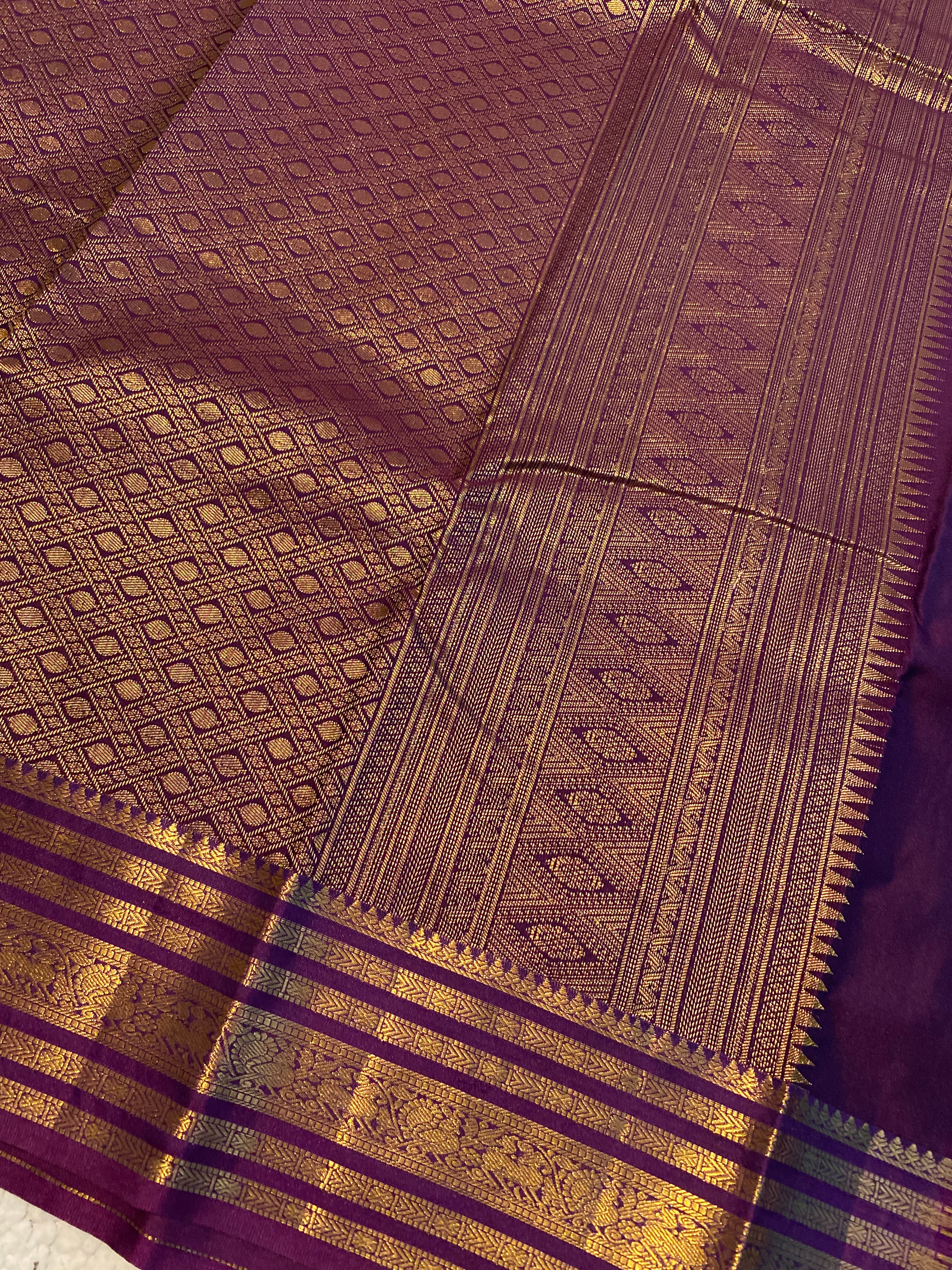 Regal Green & Royal Purple Semi-Kanchipuram Silk Saree