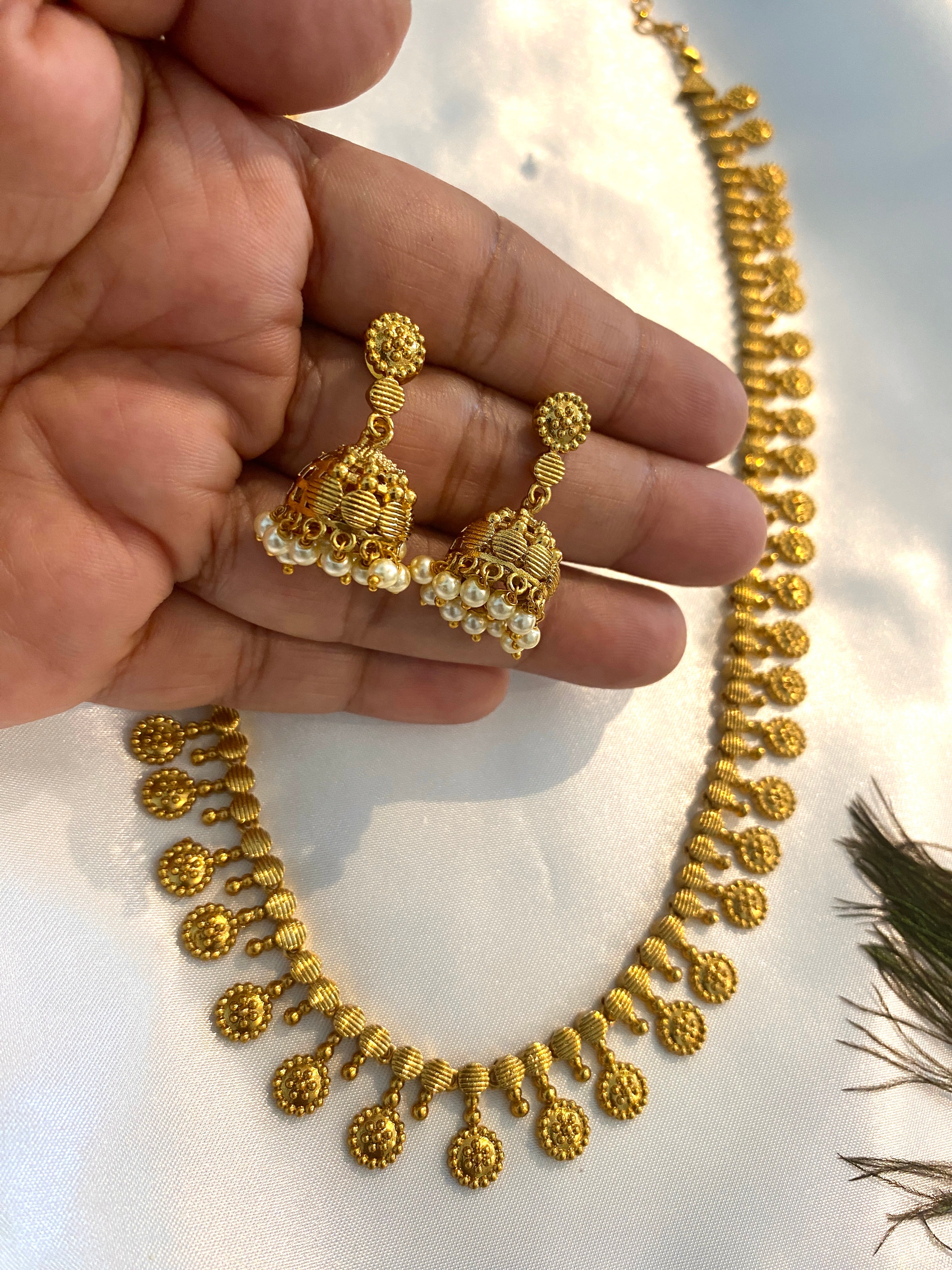 Coin Design Haram Set | Antique Gold South Indian Necklace