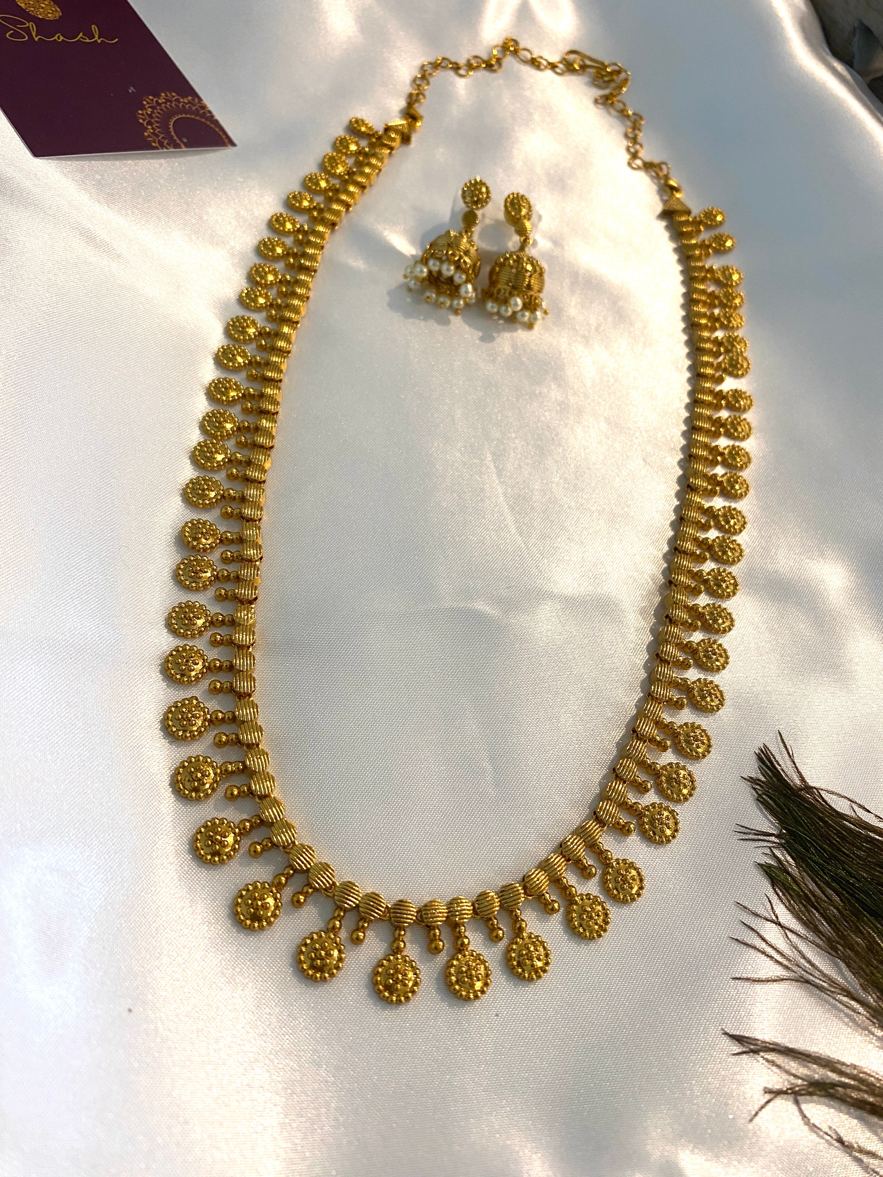 Coin Design Haram Set | Antique Gold South Indian Necklace