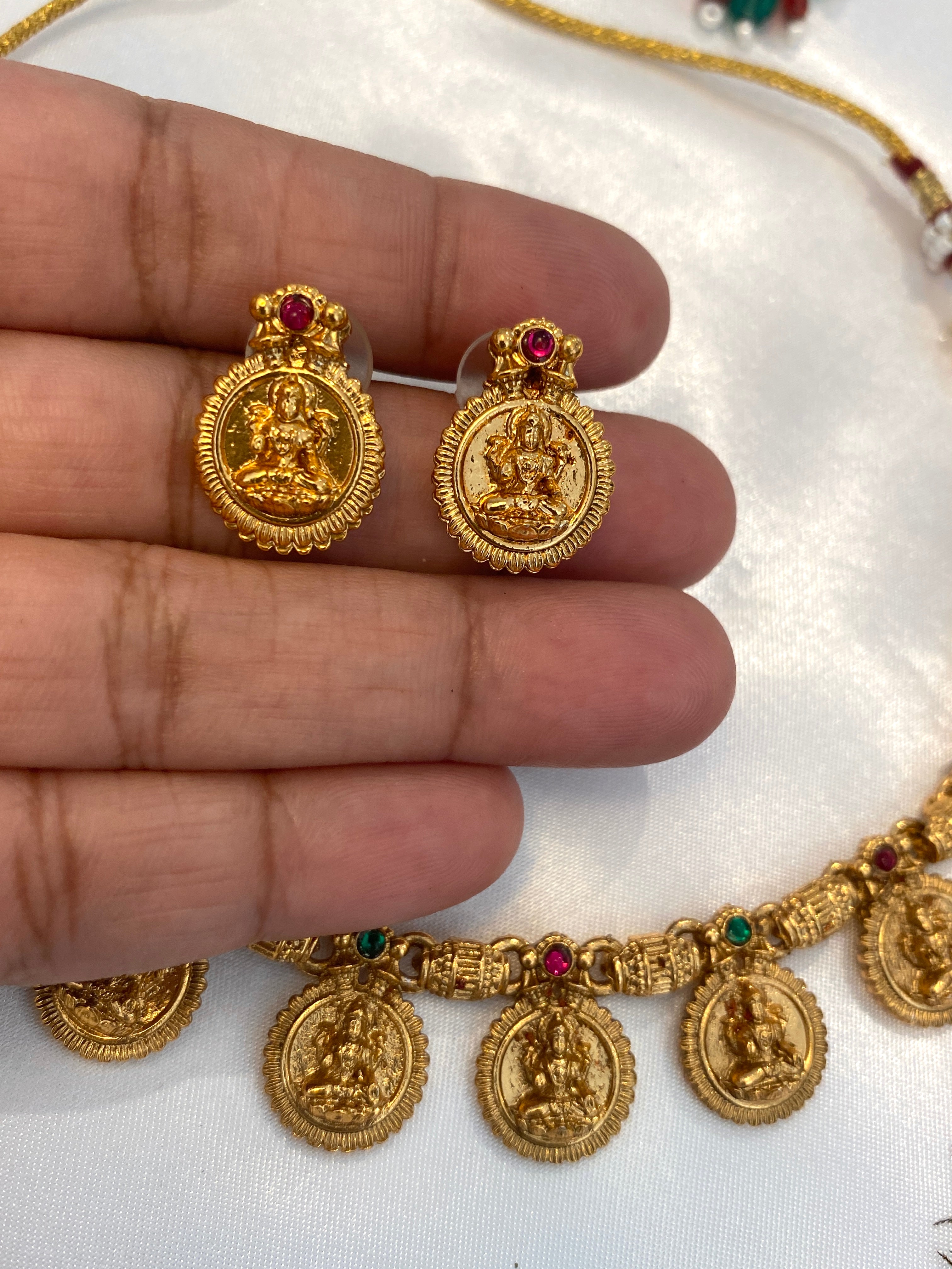 Temple Jewellery Necklace Set | Traditional South Indian Lakshmi Necklace