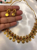 Antique Gold-Tone Ruby & Green Temple-Style Necklace Set