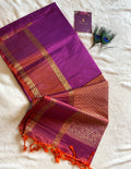 Pure Mix Silk Saree | Magenta Purple and Rust Orange