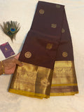 Coffee Brown Semi-Kanchipuram Silk Saree with Gold Zari
