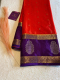 Orange & Purple Semi Mysore Crepe Saree