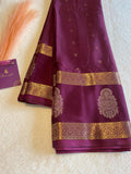 Wine Semi Mysore Crepe Saree