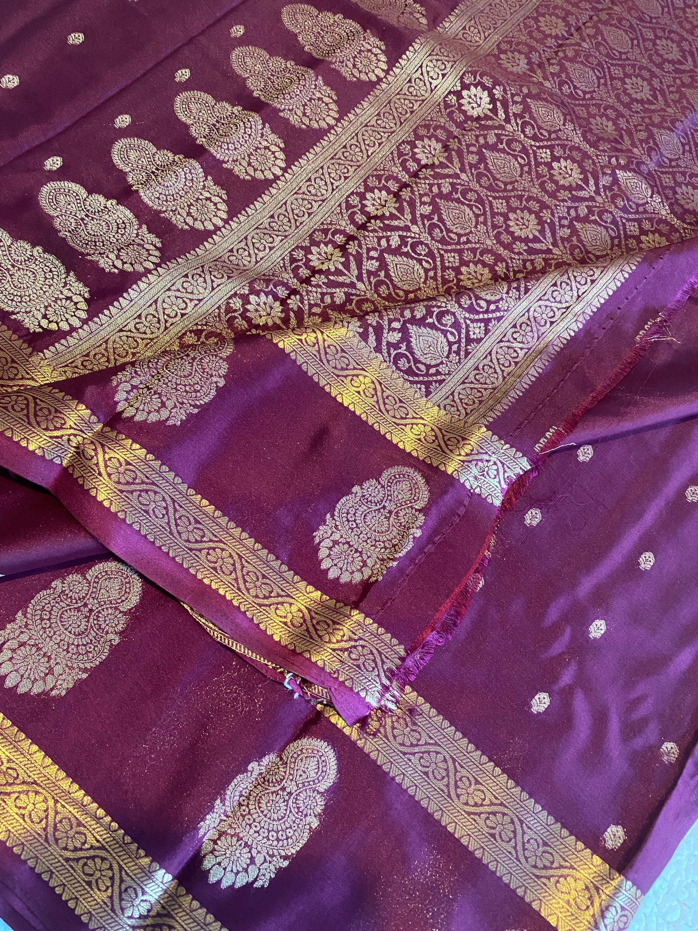 Wine Semi Mysore Crepe Saree