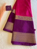 Premium Semi Mysore Crepe Saree with Contrast Border