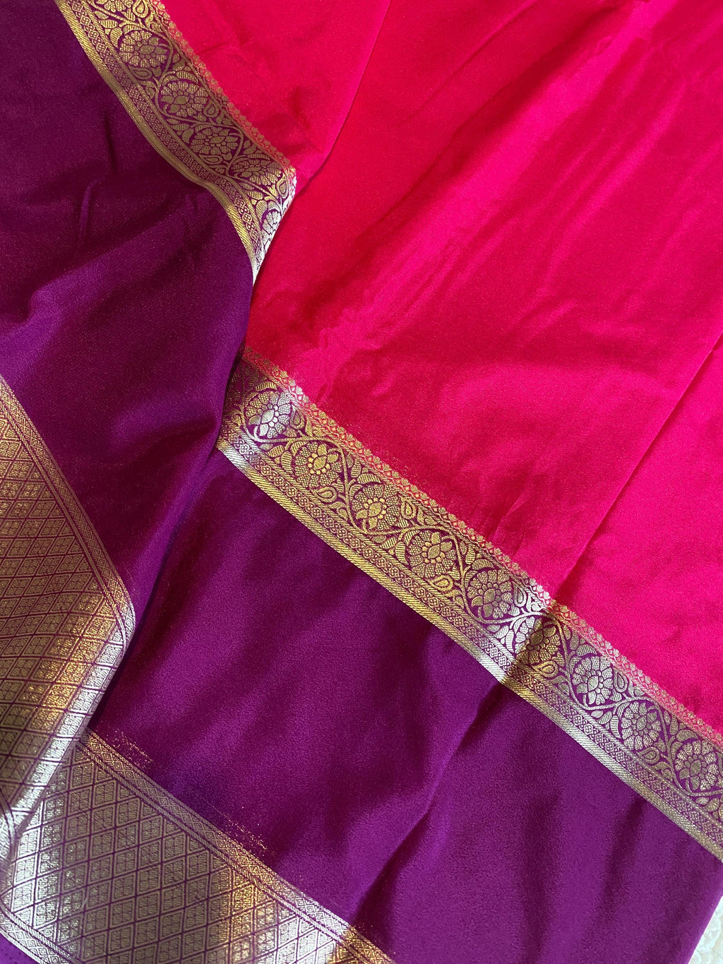 Premium Semi Mysore Crepe Saree with Contrast Border