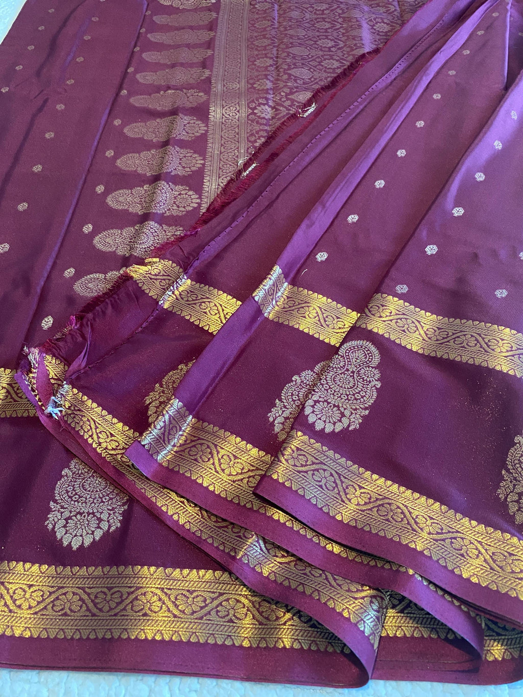 Wine Semi Mysore Crepe Saree