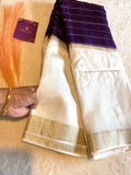 Elegant Chiffon Saree Featuring Rich Purple and White