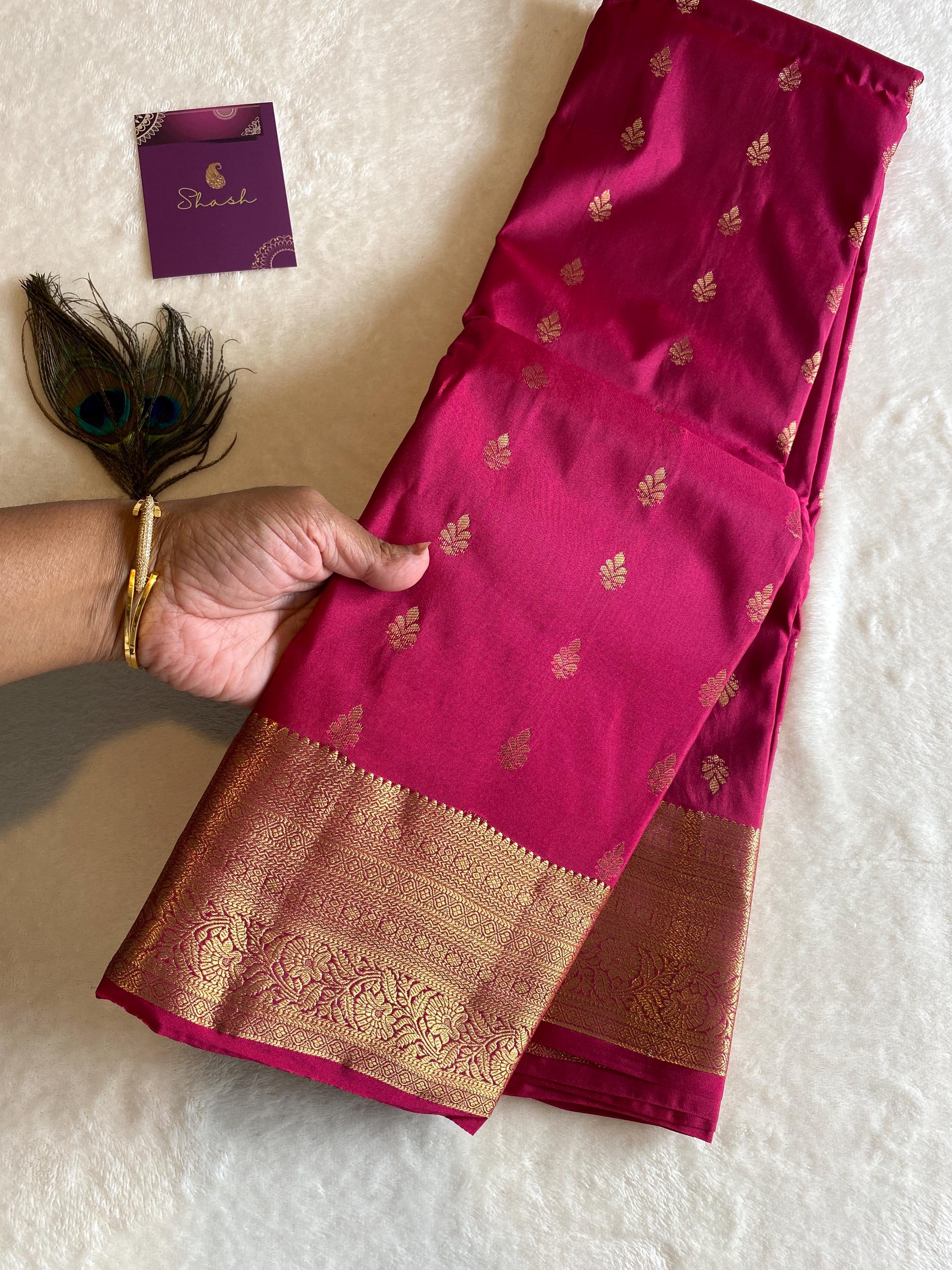 Premium Rani Pink and Maroon Semi Kanchipuram Silk Saree