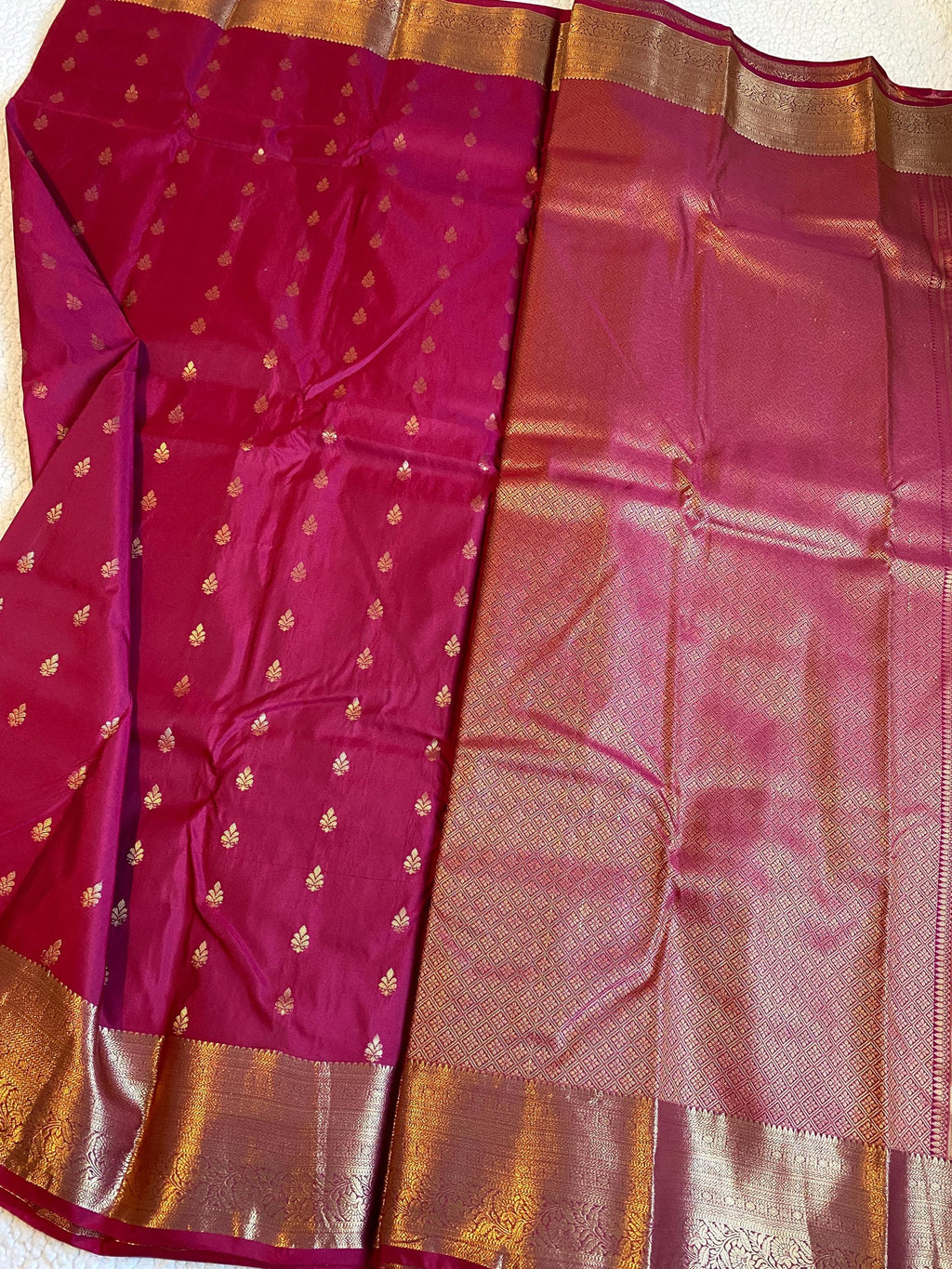 Premium Rani Pink and Maroon Semi Kanchipuram Silk Saree