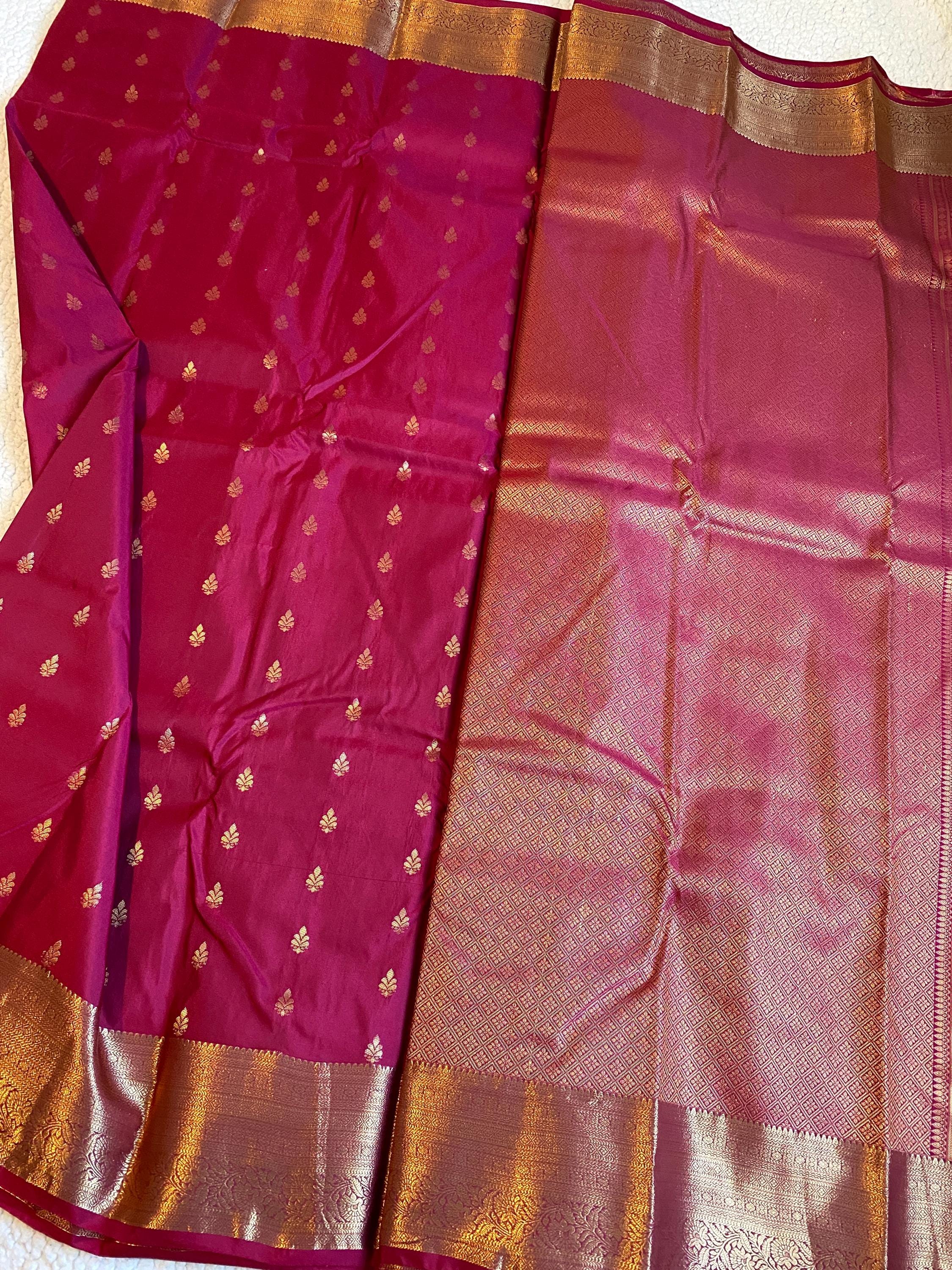 Premium Rani Pink and Maroon Semi Kanchipuram Silk Saree