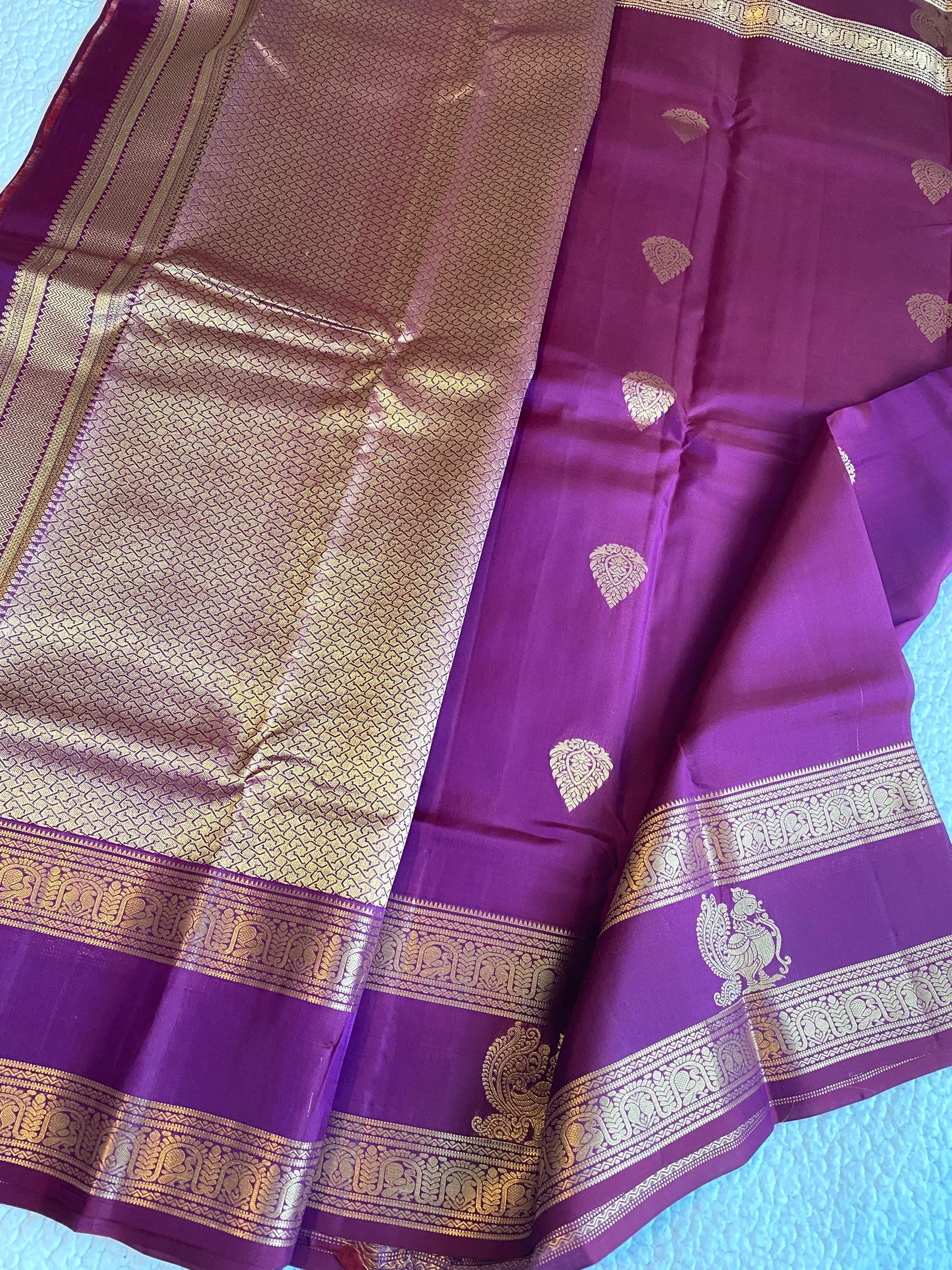 Pure Kanchipuram Silk Saree | Magenta Purple