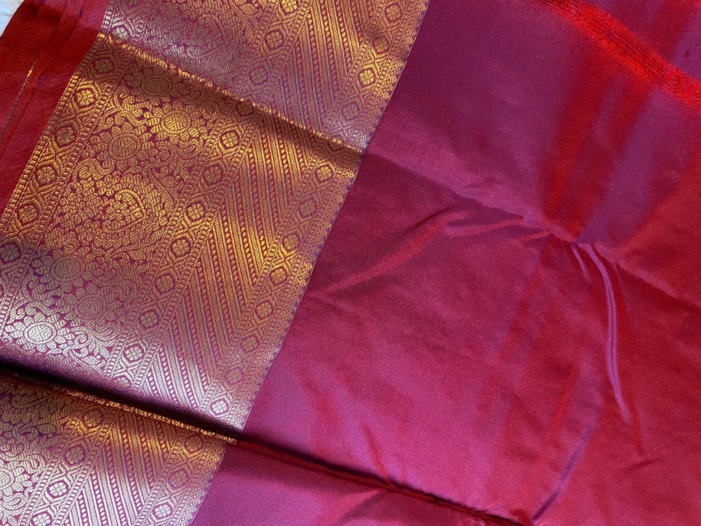 Premium Semi Kanchipuram Silk Saree | Dual Tone Peacock Green & blue Saree