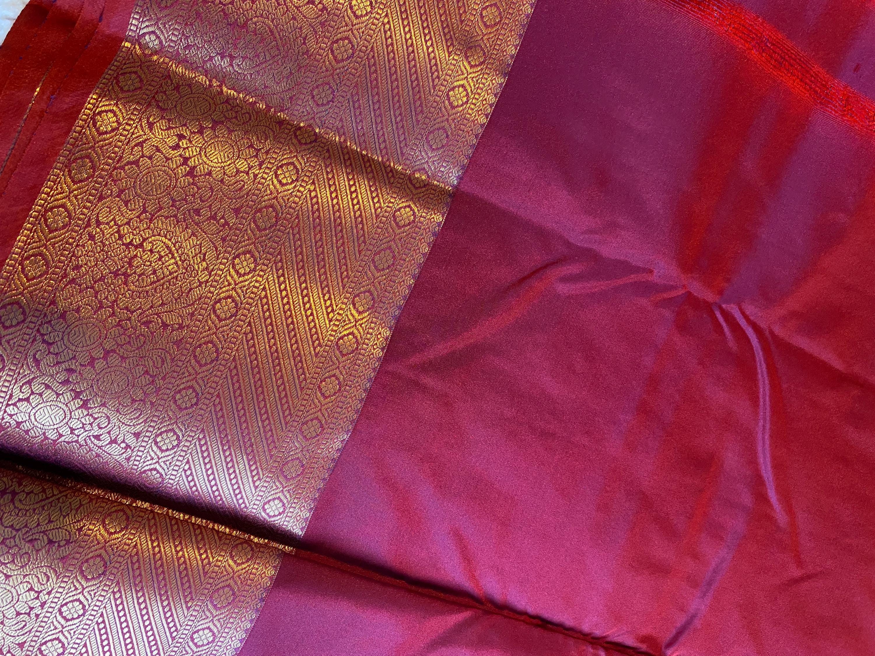 Premium Semi Kanchipuram Silk Saree | Dual Tone Peacock Green & blue Saree