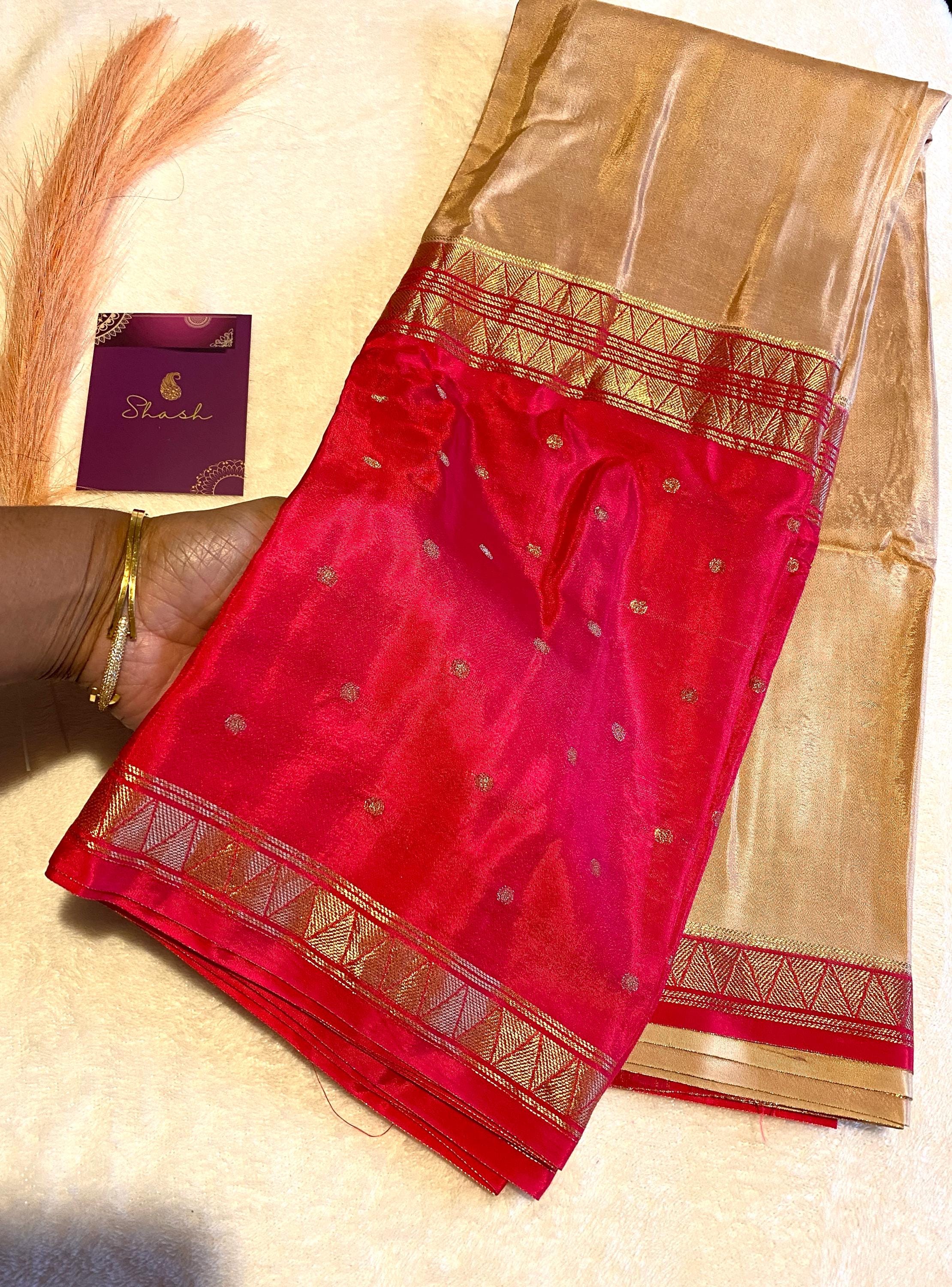 Elegant Chiffon Saree Featuring Magenta and Golden Beige