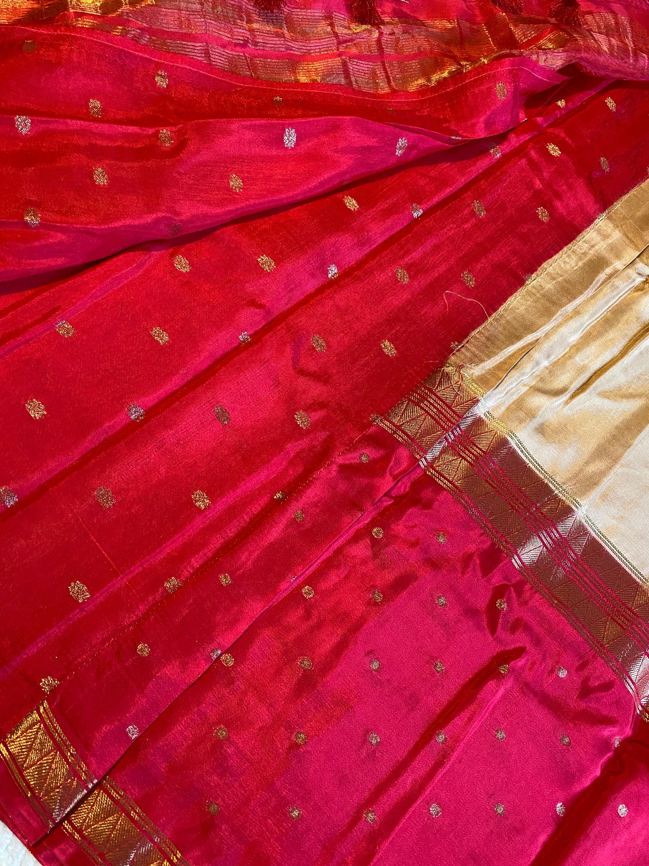 Elegant Chiffon Saree Featuring Magenta and Golden Beige