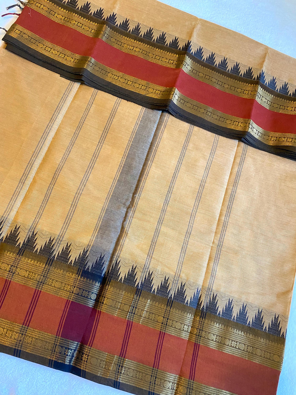 Pure Kanchi Cotton Saree – Cream Shade with Signature Kanchi Borders
