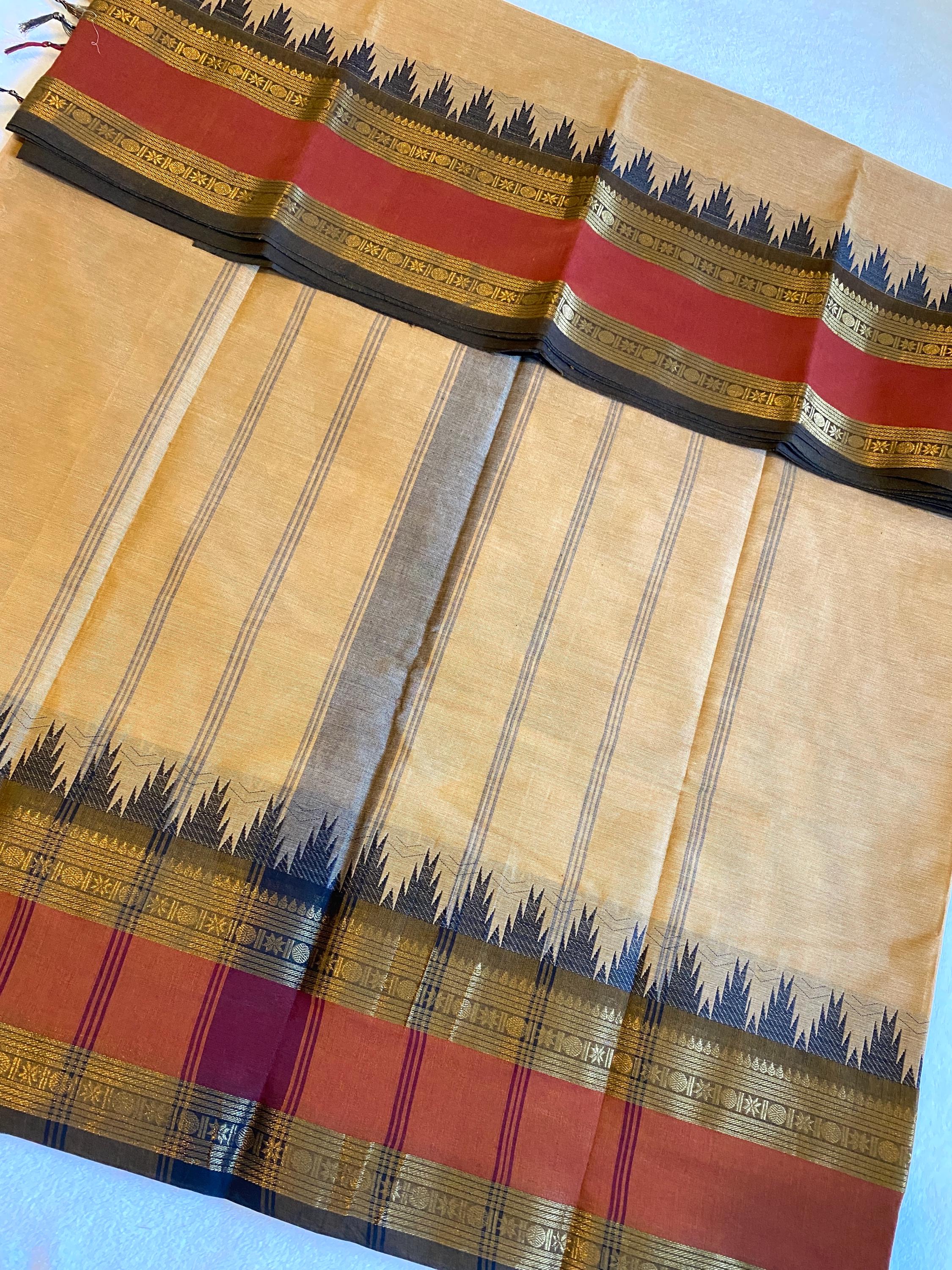 Pure Kanchi Cotton Saree – Cream Shade with Signature Kanchi Borders
