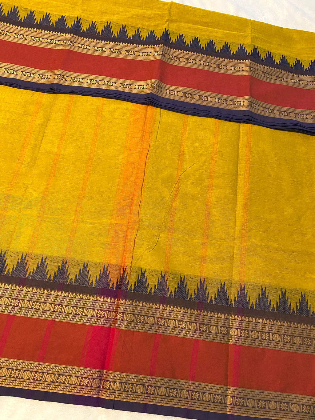 Pure Kanchi Cotton Saree – Lemon Yellow with Signature Kanchi Borders