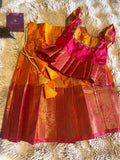 Orange & Magenta Kanchi Silk Pattu Pavada for Kids | 1–2 Y