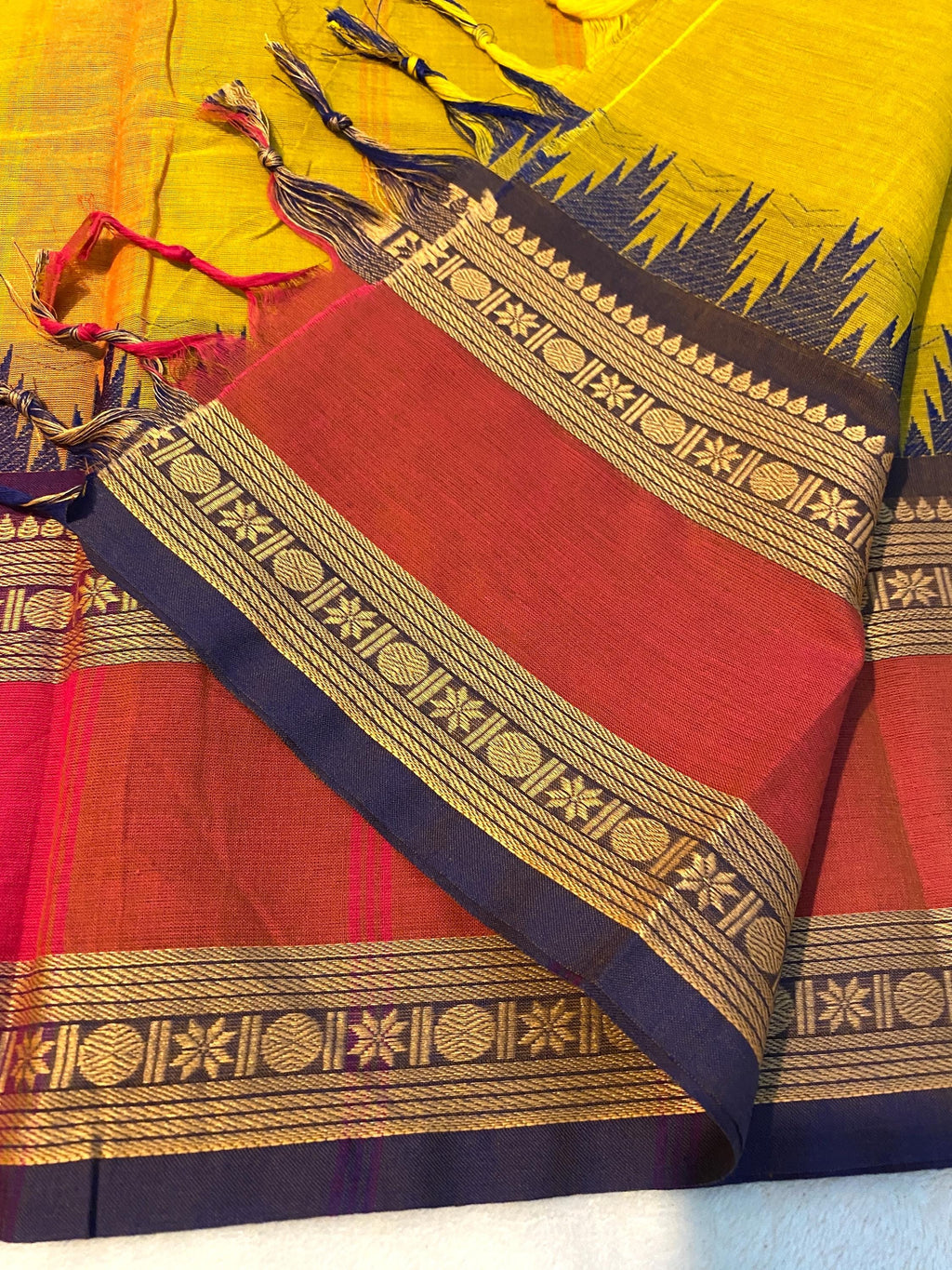 Pure Kanchi Cotton Saree – Lemon Yellow with Signature Kanchi Borders