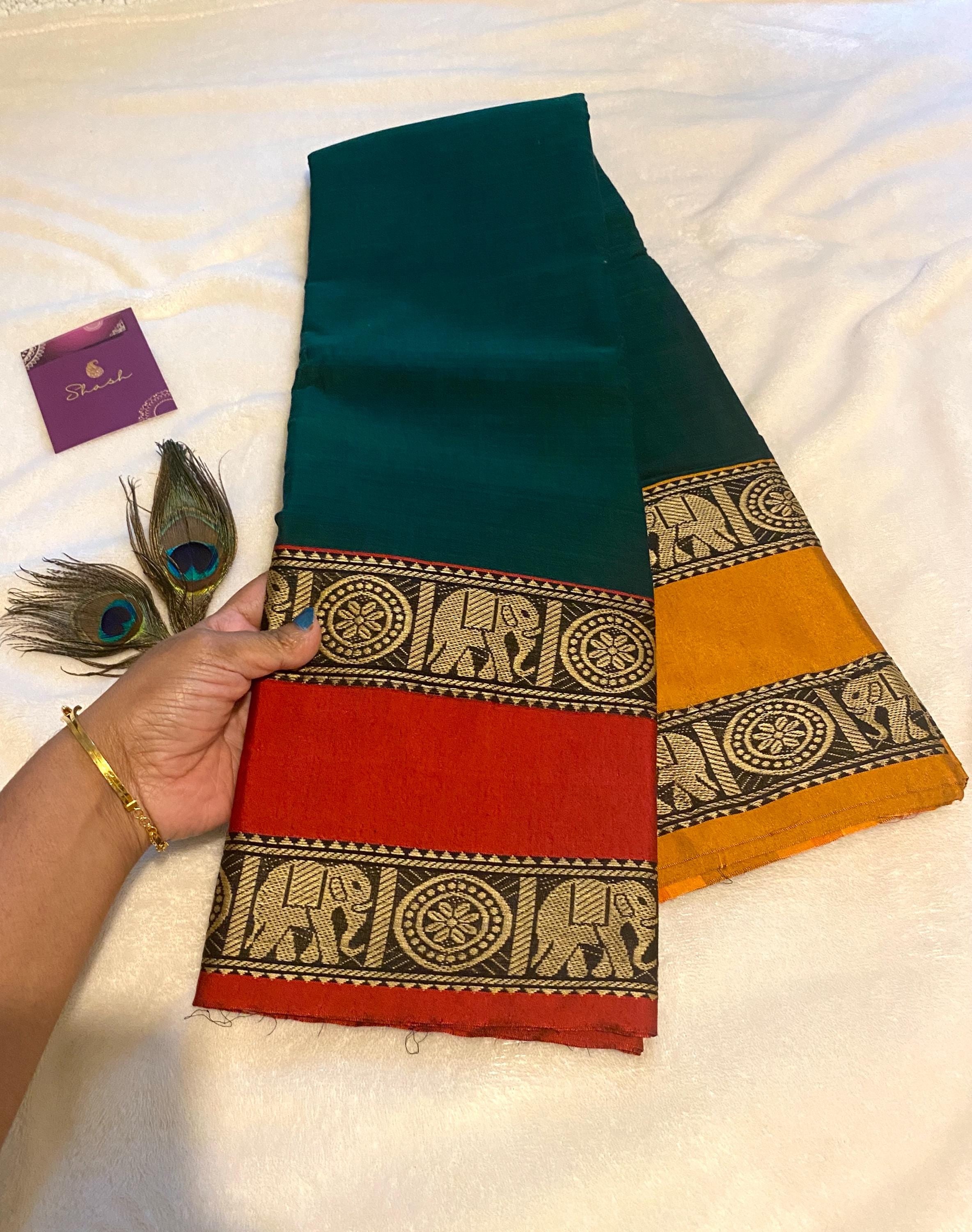 Narayanpet Pure Cotton Saree with Ganga-Jamuna Border | Blouse NOT Included
