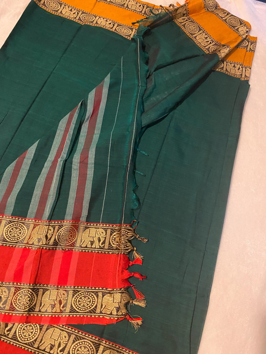 Narayanpet Pure Cotton Saree with Ganga-Jamuna Border | Blouse NOT Included