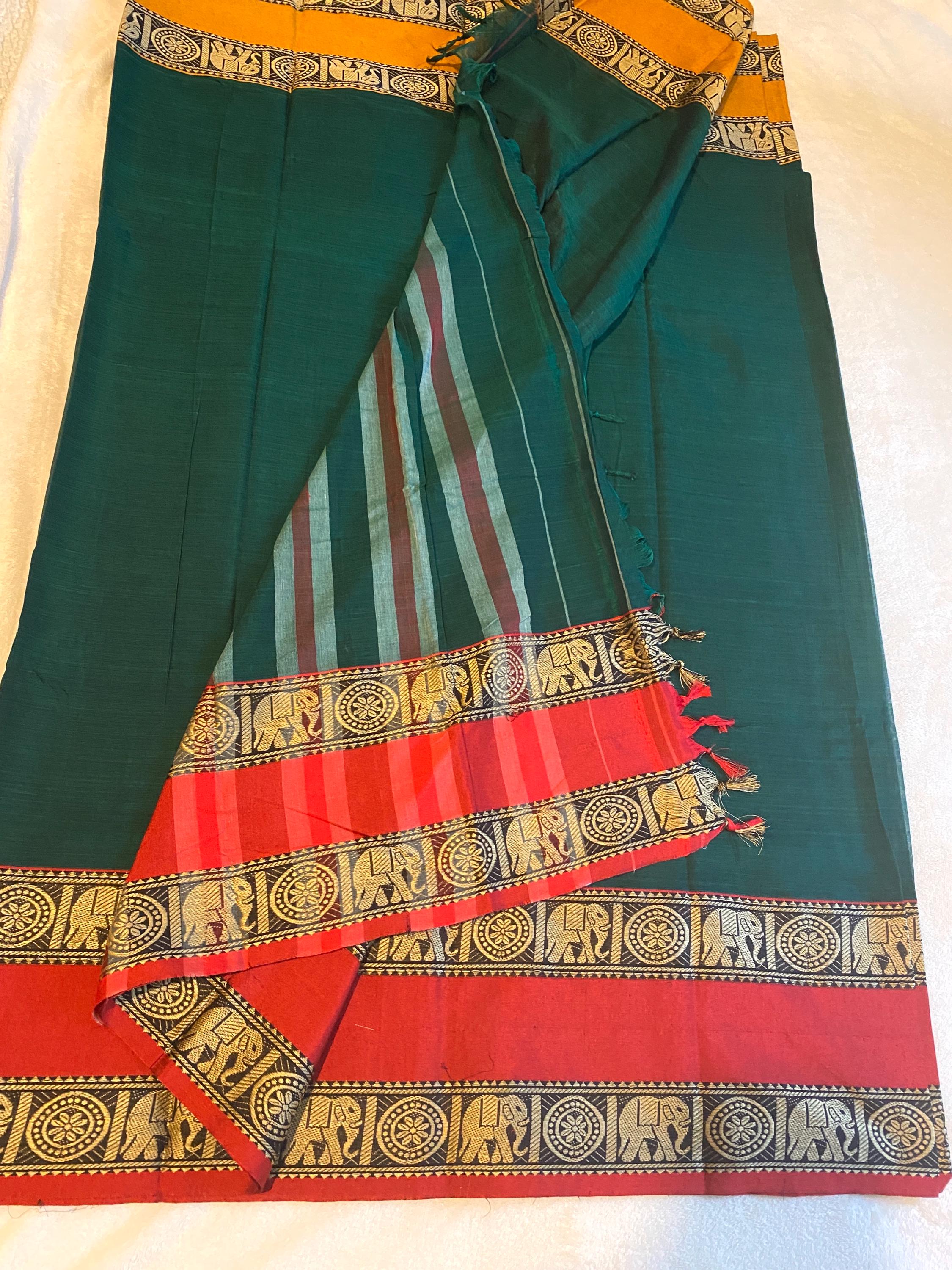 Narayanpet Pure Cotton Saree with Ganga-Jamuna Border | Blouse NOT Included