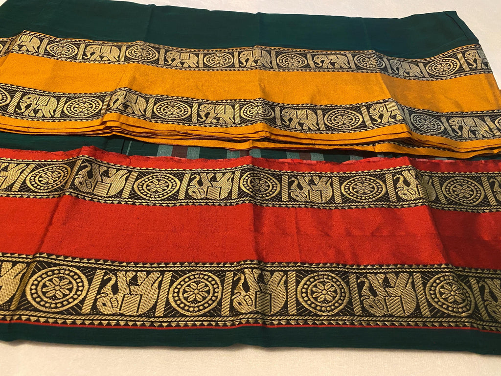 Narayanpet Pure Cotton Saree with Ganga-Jamuna Border | Blouse NOT Included