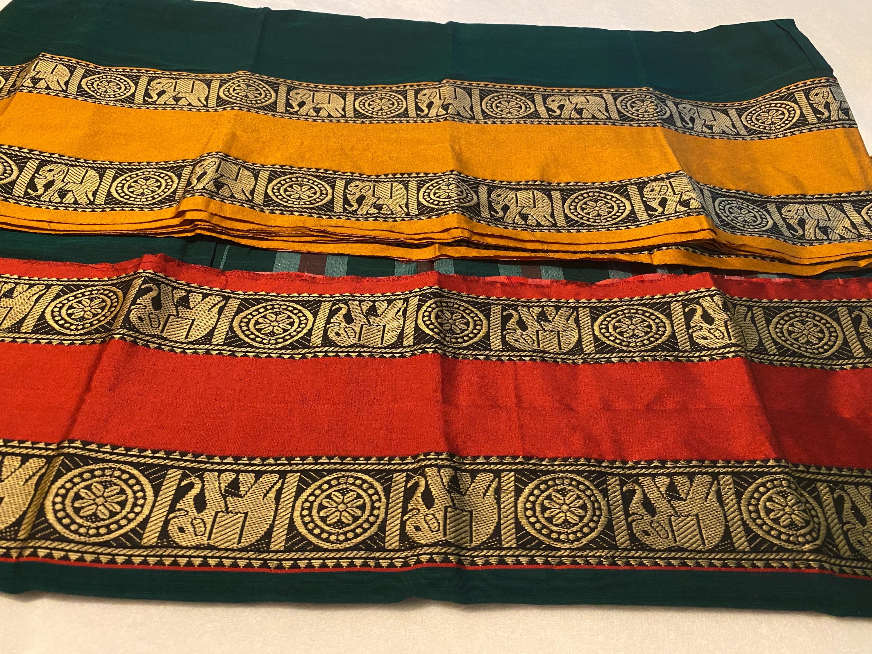 Narayanpet Pure Cotton Saree with Ganga-Jamuna Border | Blouse NOT Included