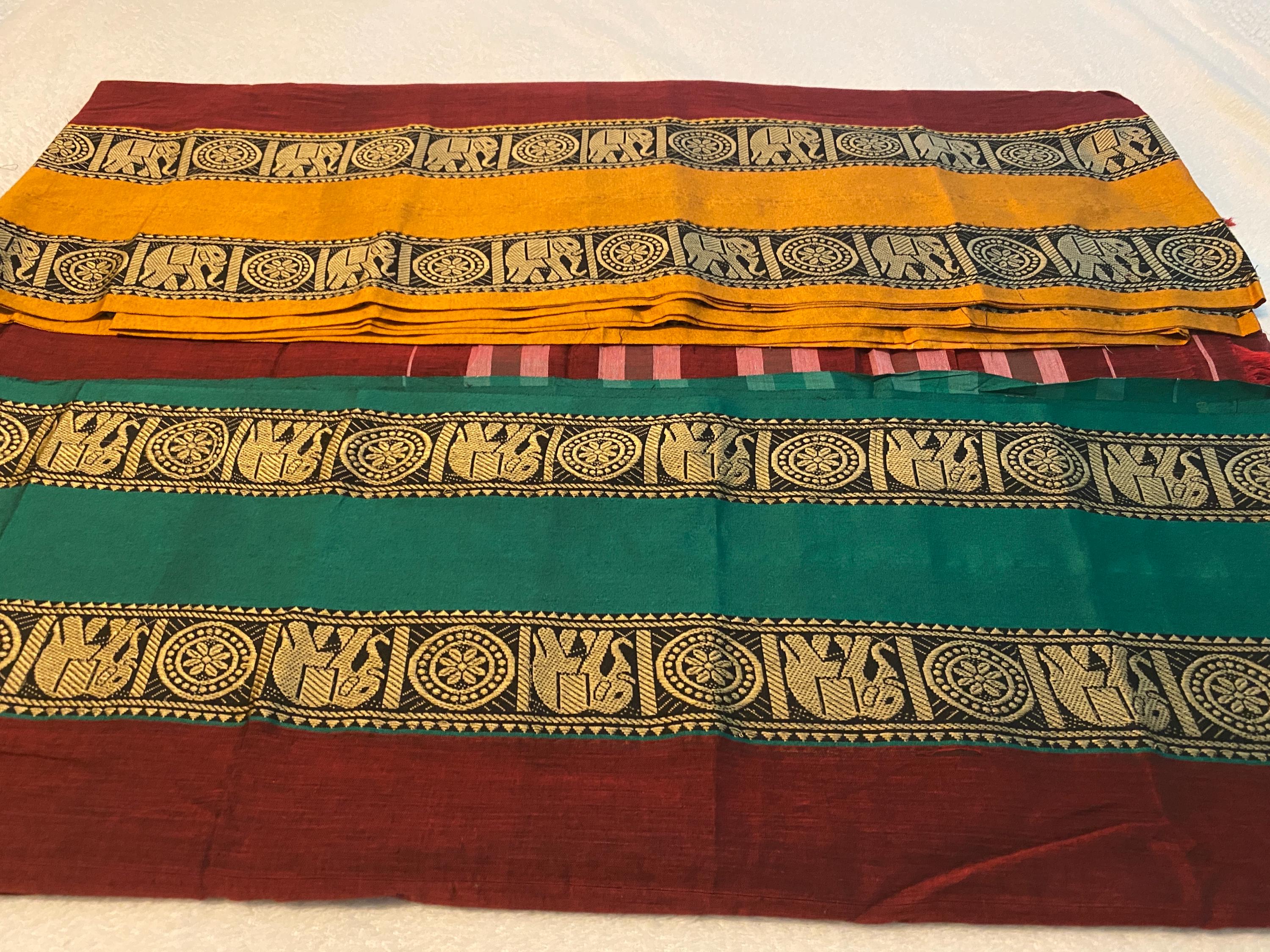 Narayanpet Pure Cotton Saree with Ganga-Jamuna Border | Reddish Maroon Shade | Blouse NOT Included