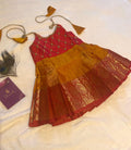 Magenta & Mustard Kanchi Pattu Frock for Baby Girls 0–6 Months | Newborn Ethnic Wear