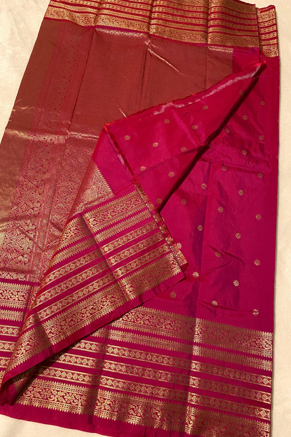 Premium Semi Kanchipuram Silk Saree | Deep Magenta Saree